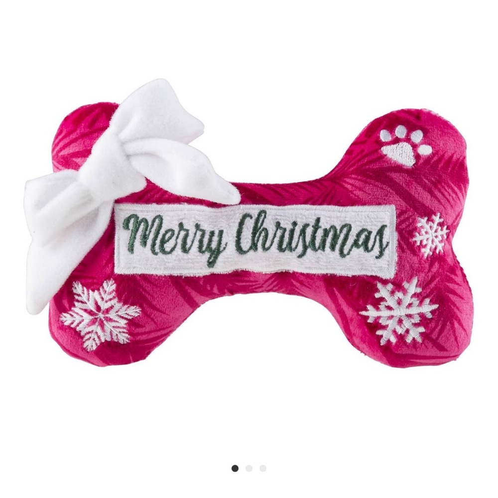 New Haute Dog Puppermint Christmas Bone Toy Bone Dog Toy Red White Peppermint